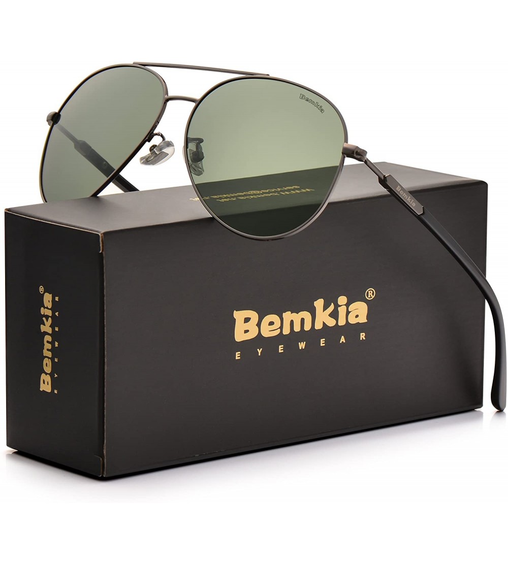 Sport Sunglasses Men Women Aviator-Polarized 60mm Len Shades Metal Frame UV400 - Green17 - C118E4SQU52 $29.69