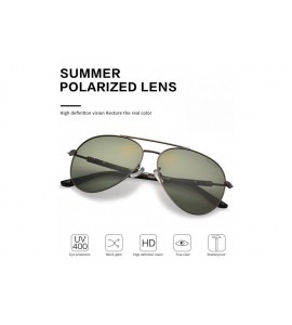 Sport Sunglasses Men Women Aviator-Polarized 60mm Len Shades Metal Frame UV400 - Green17 - C118E4SQU52 $29.69