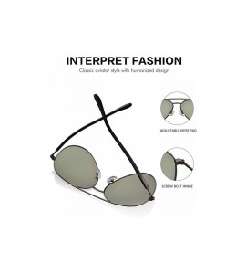 Sport Sunglasses Men Women Aviator-Polarized 60mm Len Shades Metal Frame UV400 - Green17 - C118E4SQU52 $29.69