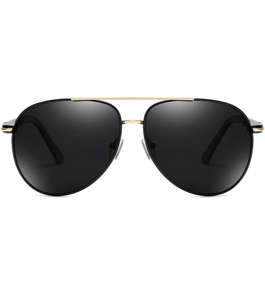 Oversized Men Metal Polarized Sunglasses Classic Oversized Women Driving Glasses - Black&gold Grey - CJ1945Y9NQI $22.12