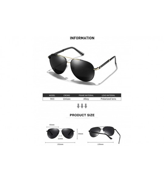 Oversized Men Metal Polarized Sunglasses Classic Oversized Women Driving Glasses - Black&gold Grey - CJ1945Y9NQI $22.12