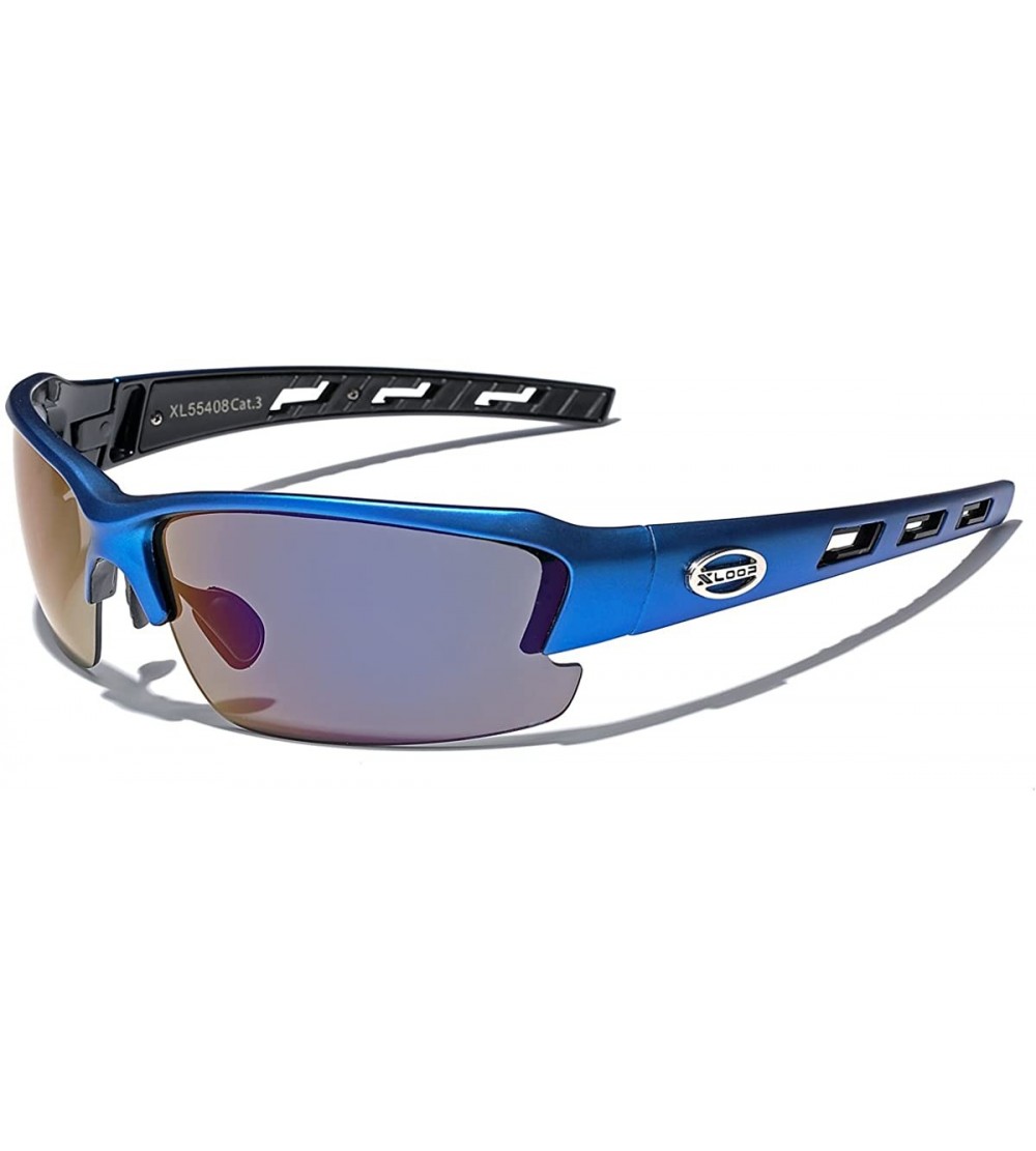 Wrap Oversized Wide Frame Men's Cycling Baseball Driving Water Sports Sunglasses - LARGE Size - Blue - Blue Mirror - CP11OXKD...