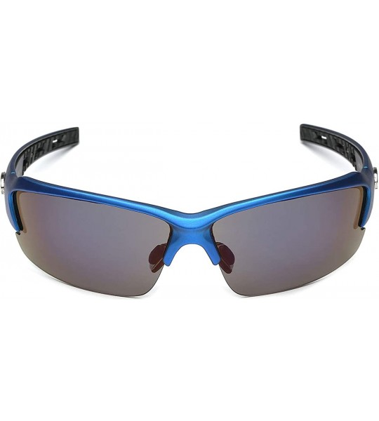 Wrap Oversized Wide Frame Men's Cycling Baseball Driving Water Sports Sunglasses - LARGE Size - Blue - Blue Mirror - CP11OXKD...