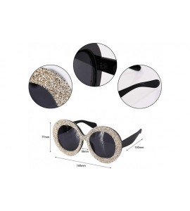 Goggle Fashion Round Pearl Decor Sunglasses UV Protection Metal Frame - Gray Lens - CF18XLMUUT5 $34.34