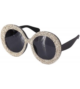 Goggle Fashion Round Pearl Decor Sunglasses UV Protection Metal Frame - Gray Lens - CF18XLMUUT5 $34.34