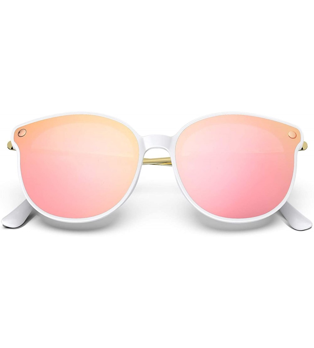Square Fashion Sunglasses for Women Round Cat Eye with Nylon Polarized Lens Sunglasses RB-C1 - Rb-c1 (White&golden Lens) - C4...