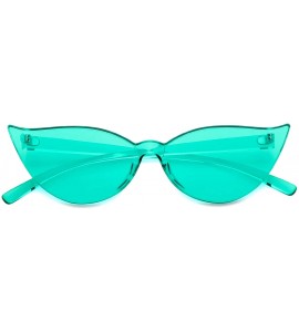 Square One Piece Rimless Transparent Cat Eye Sunglasses for Women Tinted Candy Colored Glasses - Lightblue - CE18DS423NT $19.25