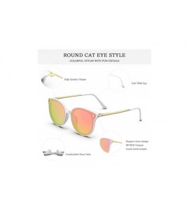 Square Fashion Sunglasses for Women Round Cat Eye with Nylon Polarized Lens Sunglasses RB-C1 - Rb-c1 (White&golden Lens) - C4...