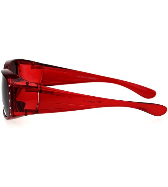 Rectangular Polarized 56mm Rhinestone Trim Translucent Plastic Rectangular Fit Over Sunglasses - Red - CP18GTZLDII $23.25