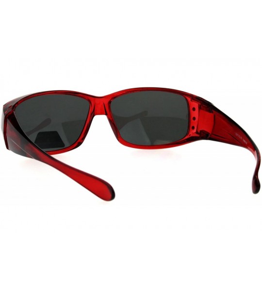 Rectangular Polarized 56mm Rhinestone Trim Translucent Plastic Rectangular Fit Over Sunglasses - Red - CP18GTZLDII $23.25