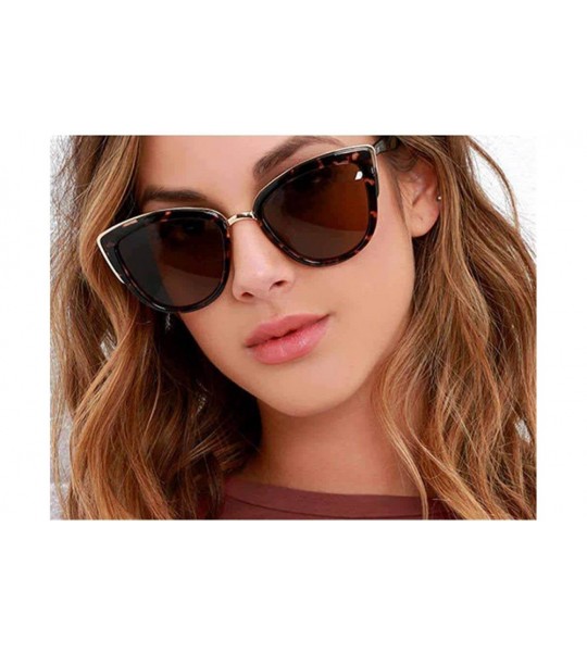 Oversized 2019 Fashion Cateye Sunglasses Women Vintage Metal Eyewear For Women Leopard - Leopard - CK18XQZ3KHN $18.47