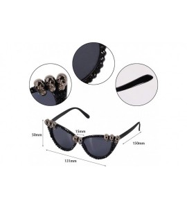 Sport Skull Punk Rhinestone Sunglasses UV Protection Hip Hop Glasses - Cat Eye Small Skull - CG18X5IC3AH $20.07