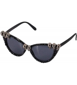 Sport Skull Punk Rhinestone Sunglasses UV Protection Hip Hop Glasses - Cat Eye Small Skull - CG18X5IC3AH $20.07