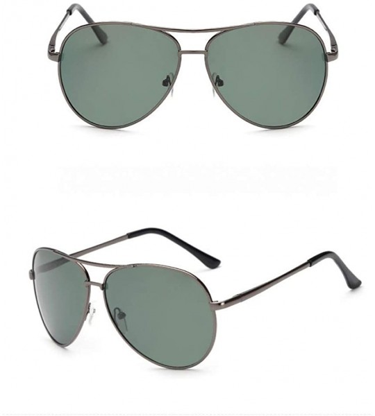 Oval Polarized Vintage Aviation Sunglasses Men Brand Designer Sun Glasses Women Eyeglasses - Gun Dark Green - CC18RO0LO3Z $28.55