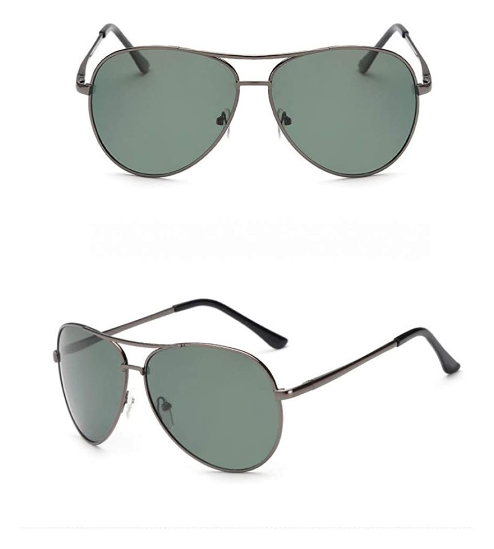 Oval Polarized Vintage Aviation Sunglasses Men Brand Designer Sun Glasses Women Eyeglasses - Gun Dark Green - CC18RO0LO3Z $28.55