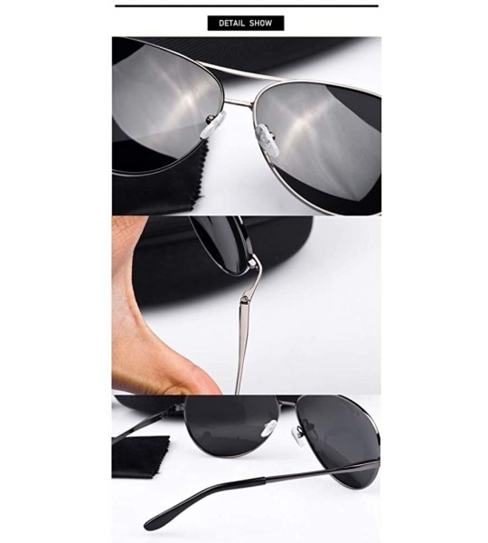 Oval Polarized Vintage Aviation Sunglasses Men Brand Designer Sun Glasses Women Eyeglasses - Gun Dark Green - CC18RO0LO3Z $28.55