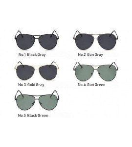 Oval Polarized Vintage Aviation Sunglasses Men Brand Designer Sun Glasses Women Eyeglasses - Gun Dark Green - CC18RO0LO3Z $28.55