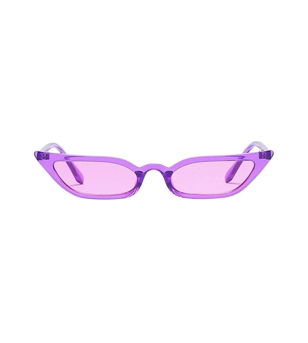 Oversized Ladies Women Vintage Cat Eye Sunglasses UV400 Retro Small Frame Fashion Eyewear Outdoor Glasses - Purple - CC19000N...