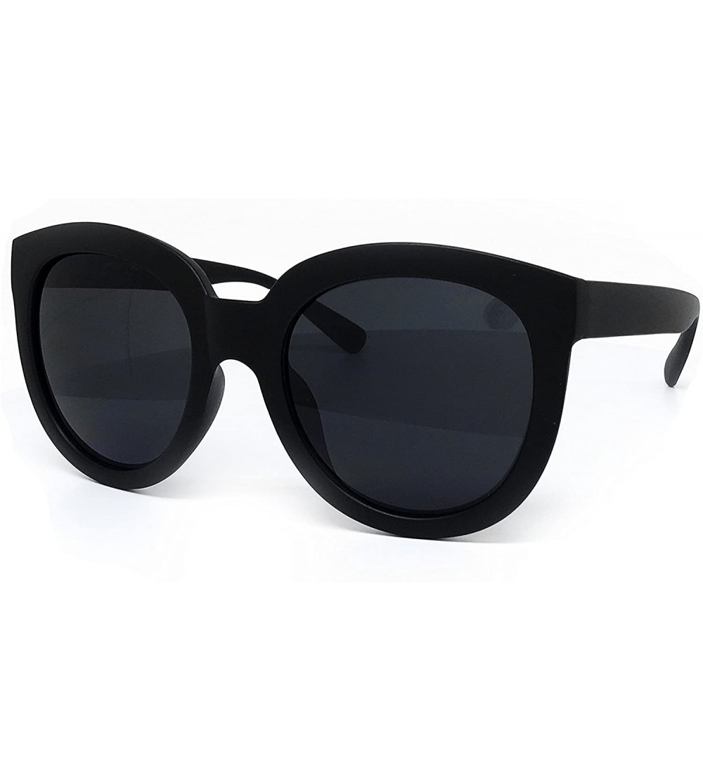 Oversized 7154-1 Premium Oversized Full Rims Bold Tinted Round Fashion Sunglasses - Black - CX18Q0ARKE6 $27.87