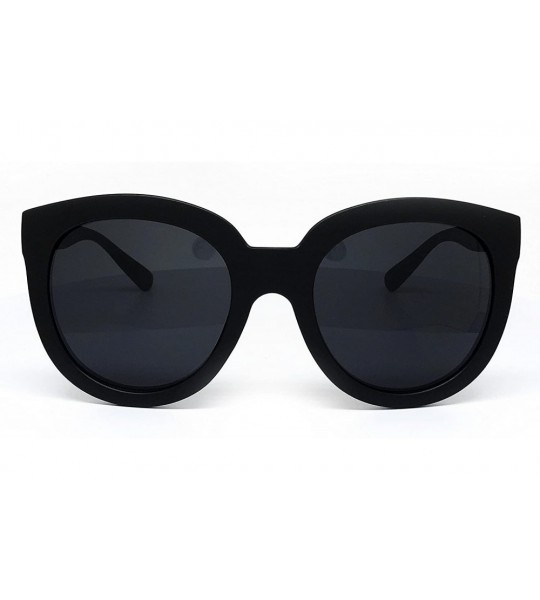 Oversized 7154-1 Premium Oversized Full Rims Bold Tinted Round Fashion Sunglasses - Black - CX18Q0ARKE6 $27.87