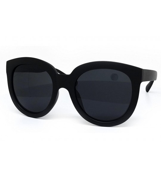 Oversized 7154-1 Premium Oversized Full Rims Bold Tinted Round Fashion Sunglasses - Black - CX18Q0ARKE6 $27.87