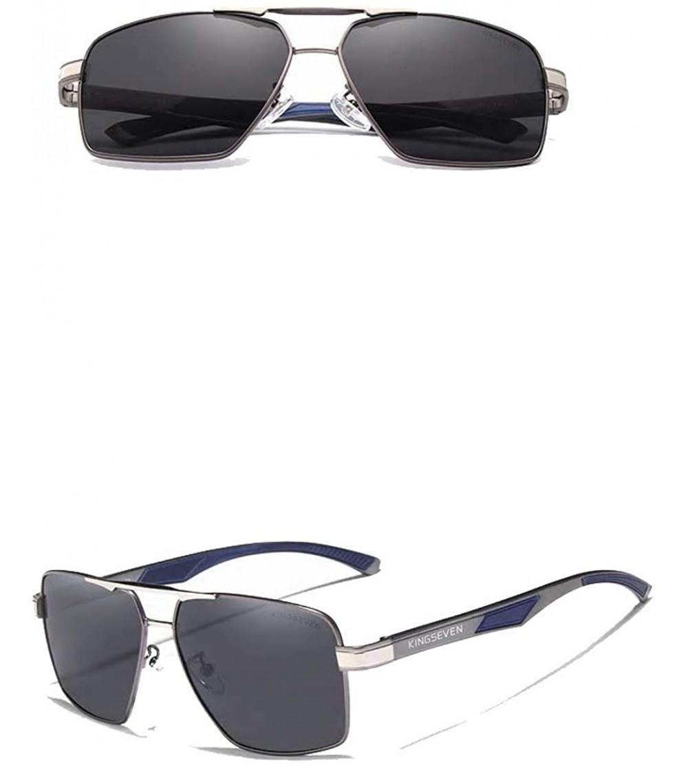 Rectangular Genuine quality square sunglasses men fashion polarized and UV400 Ultra light Al-Mg - Gun/Gray - CD18XDHEWY3 $43.69