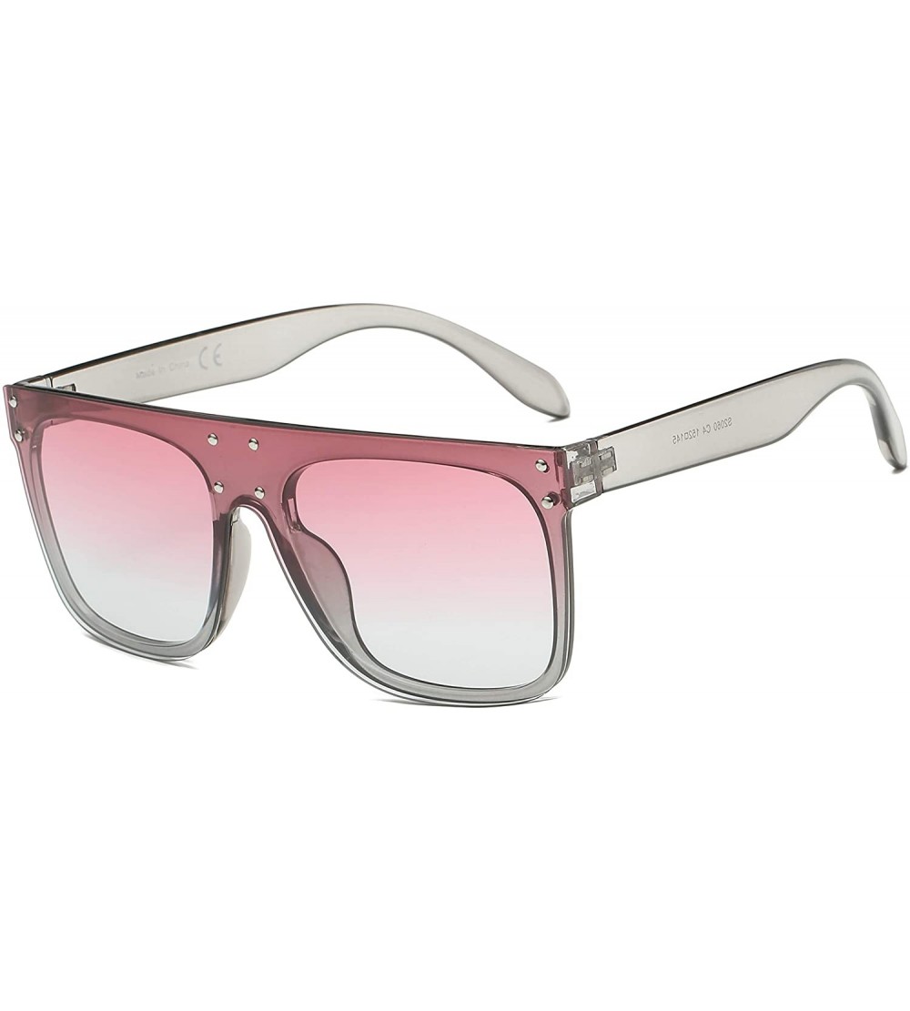 Square Retro Vintage Flat Lens Mirrored Square Oversized Sunglasses - Clear Gray - C818I0EHAZU $18.56