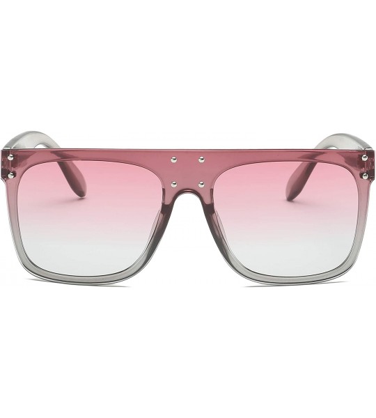 Square Retro Vintage Flat Lens Mirrored Square Oversized Sunglasses - Clear Gray - C818I0EHAZU $18.56