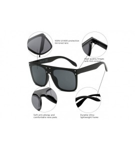 Square Retro Vintage Flat Lens Mirrored Square Oversized Sunglasses - Clear Gray - C818I0EHAZU $18.56