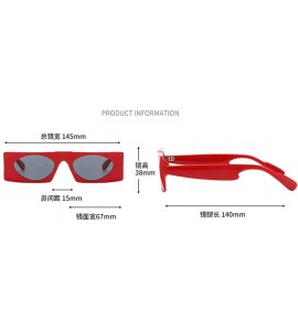 Square Hot Sale Fashion Small Sexy Rectangular Sunglasses Womens Vintage Designer Hip Hop Shades UV400 - Red&gray - C718AG8OY...