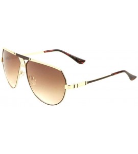 Aviator Gazelle Kaiser Oversized Metal Aviator Sunglasses w/Multicolor Lenses - Metallic Gold- Brown & Tortoise Frame - CG18O...