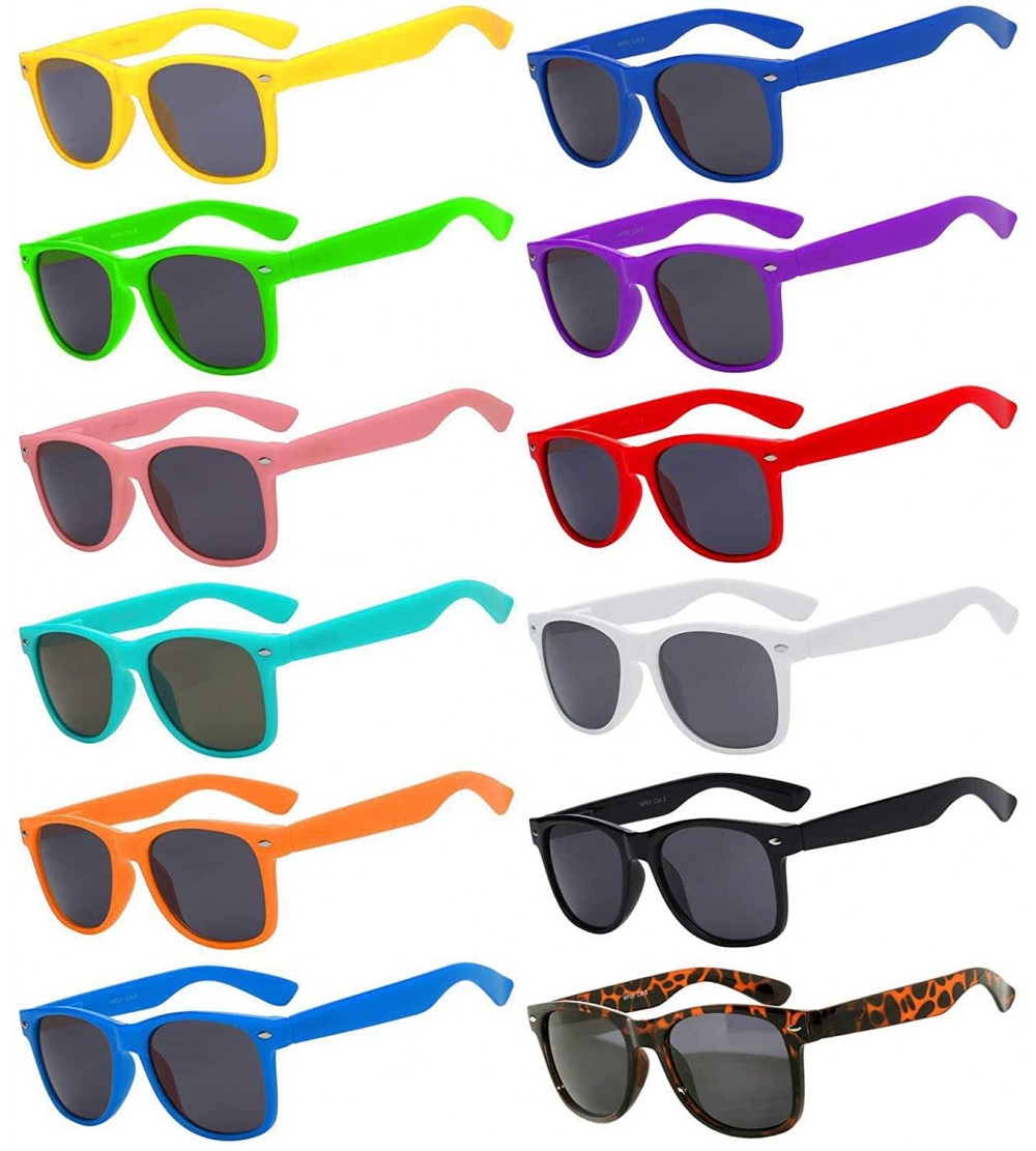 Aviator Vintage Retro Eyeglasses Sunglasses Smoke Lens 10 Pack Colored Colors Frame - 12_pairs_smoke_lens - C81273DJDPV $46.38