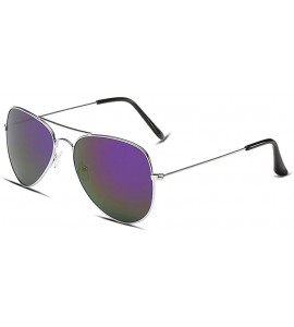 Round Mens Polarized Full Mirrored Aviator Sunglasses - Purple1 - C01825R5XL2 $19.36