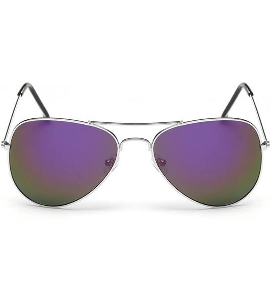 Round Mens Polarized Full Mirrored Aviator Sunglasses - Purple1 - C01825R5XL2 $19.36