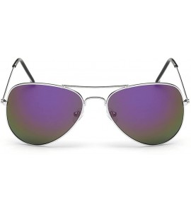 Round Mens Polarized Full Mirrored Aviator Sunglasses - Purple1 - C01825R5XL2 $19.36