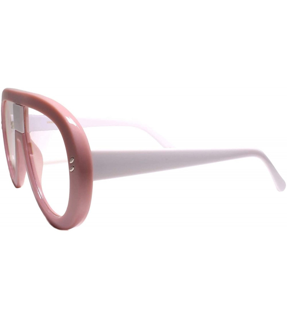 Aviator Designer Swag Famous Millionaire Hip Hop Fresh Dope Clear Lens Eye Glasses - Pink / White - CP18Z0GH97N $23.01