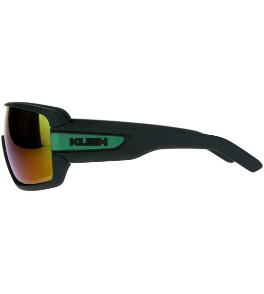 Shield KUSH Goggle Sunglasses Mens Matted Black Shield Frame Mirror Lens UV 400 - Black/Green (Teal-multi Mirror) - CH18CHCYH...