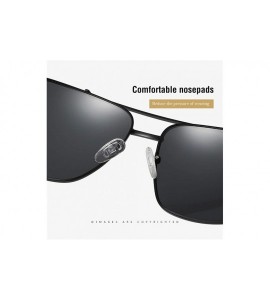 Aviator Polarized Square Sunglasses for Men UV400 Protection Lenses Metal Frame - Grey/Black - CZ196TYS8UZ $18.14