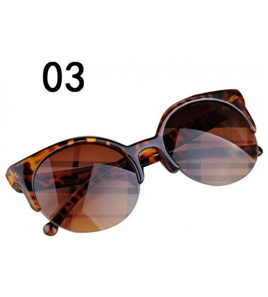 Oval Unisex Vintage Semi-Rim Round Frames Cat Eye Eyewear Sunglasses - C - C818EY4044I $15.17