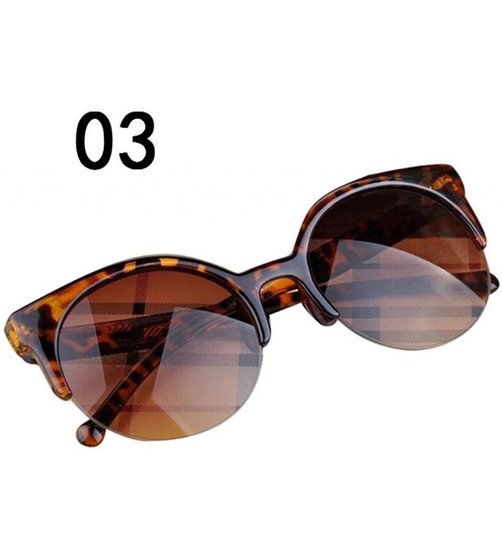 Oval Unisex Vintage Semi-Rim Round Frames Cat Eye Eyewear Sunglasses - C - C818EY4044I $15.17