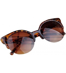 Oval Unisex Vintage Semi-Rim Round Frames Cat Eye Eyewear Sunglasses - C - C818EY4044I $15.17