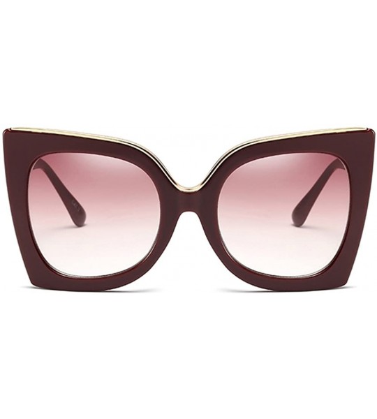 Cat Eye Oversized Cat Eye Sunglasses Women Square Sun Glasses Fashion Accessories UV400 - Burgundy - CY18DX0TU69 $19.78