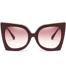 Cat Eye Oversized Cat Eye Sunglasses Women Square Sun Glasses Fashion Accessories UV400 - Burgundy - CY18DX0TU69 $19.78