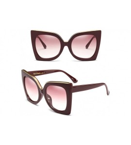 Cat Eye Oversized Cat Eye Sunglasses Women Square Sun Glasses Fashion Accessories UV400 - Burgundy - CY18DX0TU69 $19.78