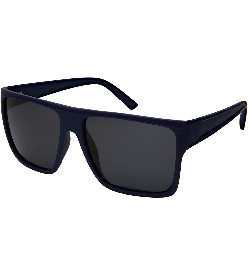 Square Square Sunglasses for Men Women Polarized Lens 1408-P - Matte Navy Blue Frame/Grey Lens - CG18H5HKU09 $19.43