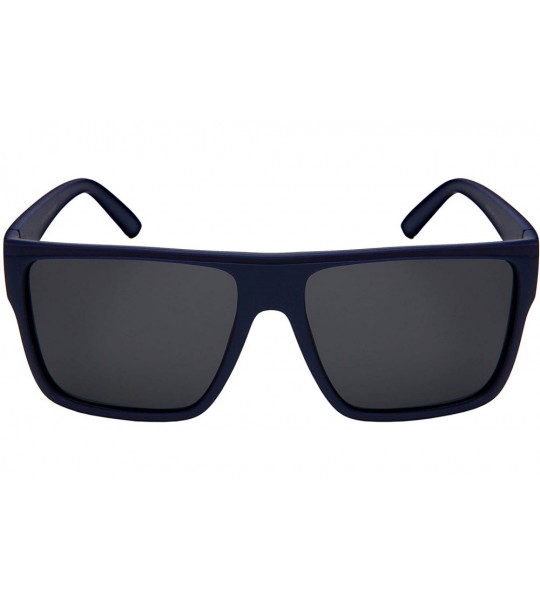 Square Square Sunglasses for Men Women Polarized Lens 1408-P - Matte Navy Blue Frame/Grey Lens - CG18H5HKU09 $19.43