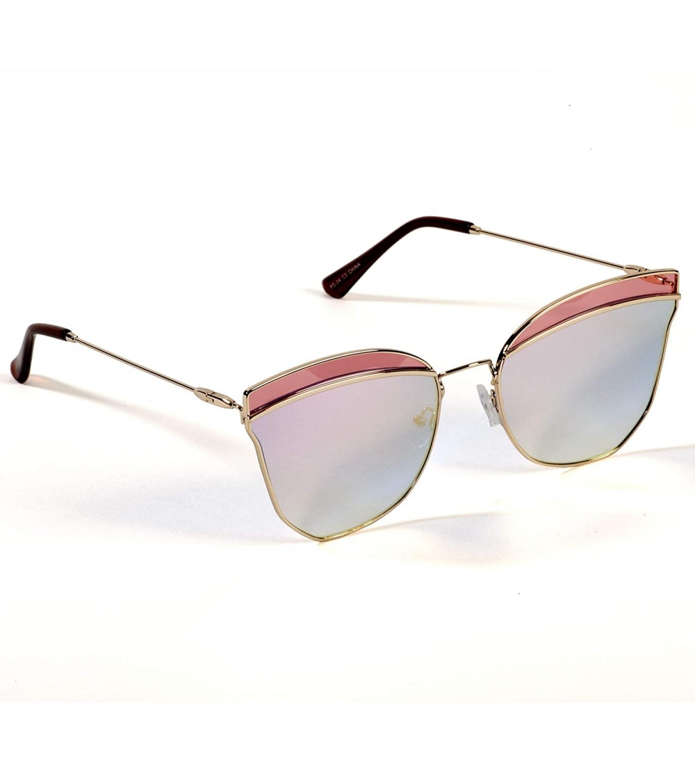 Round Cat Eye Sunglasses - Polarized Sunglasses with Case and Cloth - Pink - C618HU7QRMN $18.50