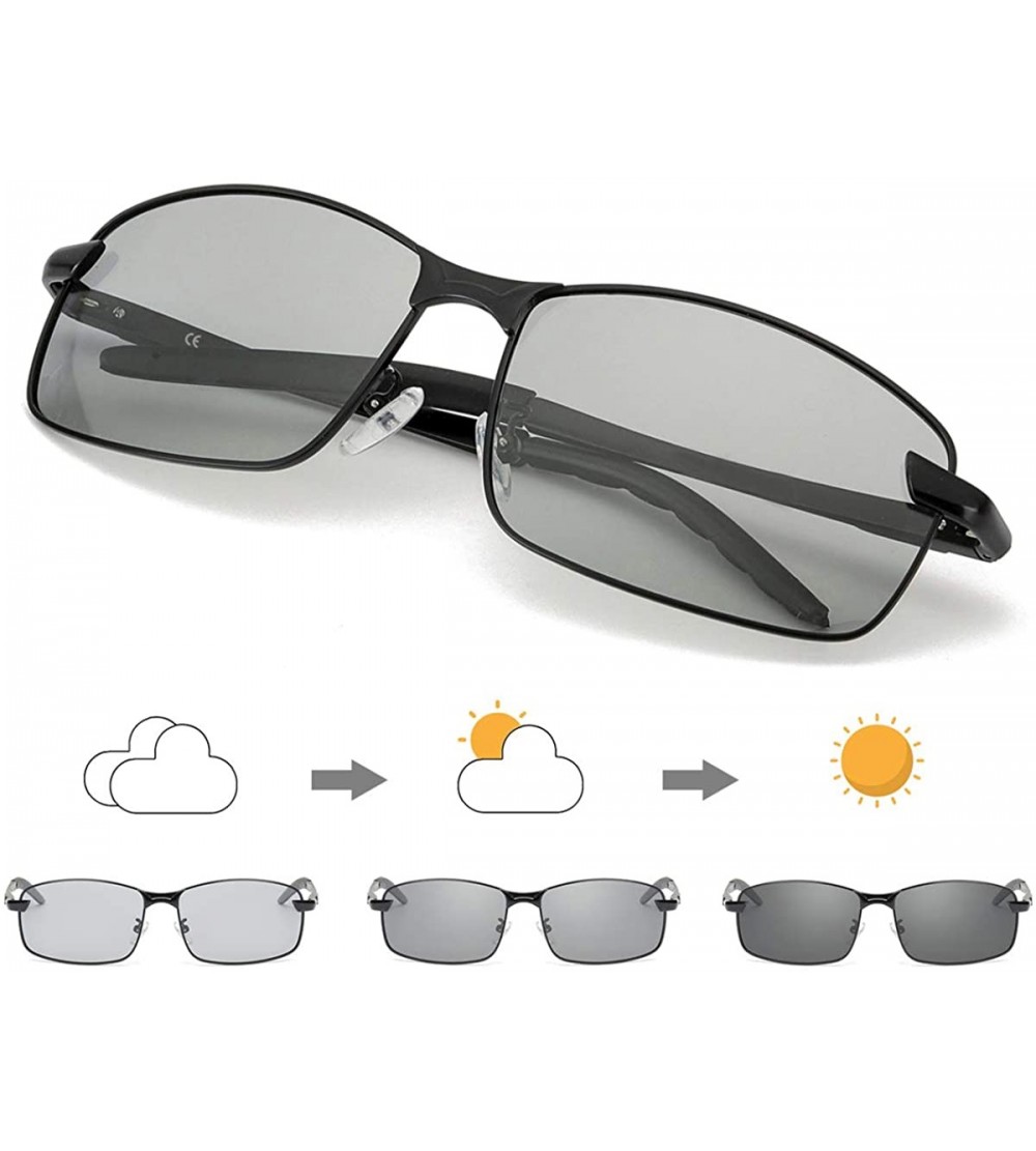 Rectangular Photochromic Sunglasses for Men Sports-Metal Frame Mens Sunglasses Polarized with UV400 Protection - CA18RS3C88H ...