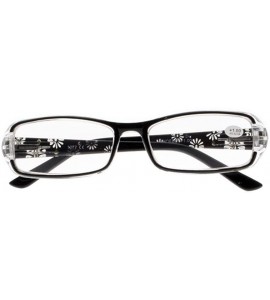 Rectangular 3 piece Spring Hinges Half-Transparent Frame Flower Diamonds Legs Reading Glasses - Black & Purple & Brown - CS18...