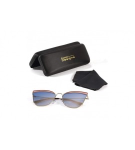Round Cat Eye Sunglasses - Polarized Sunglasses with Case and Cloth - Pink - C618HU7QRMN $18.50